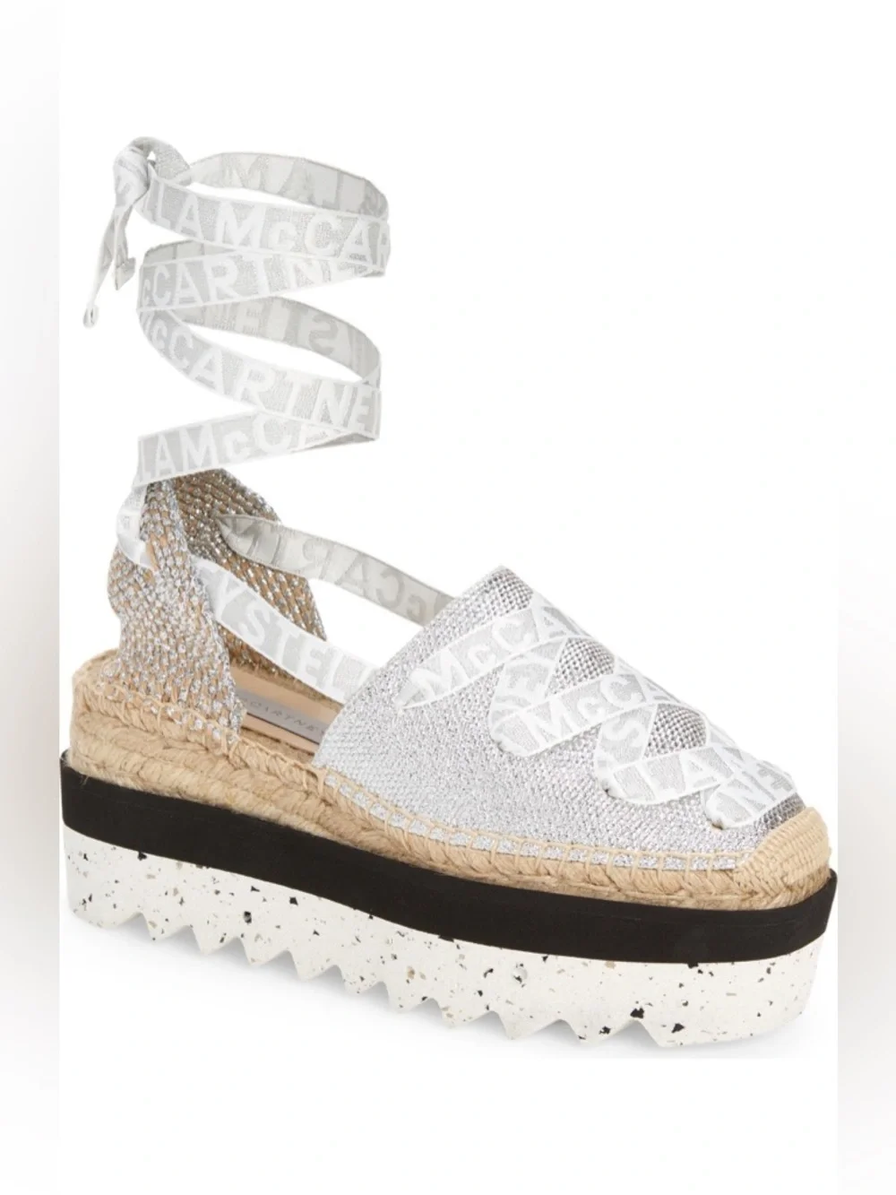 Stella McCartney Gaia Laminated Cotton Platform Espadrilles Size EU 41 (US 11)